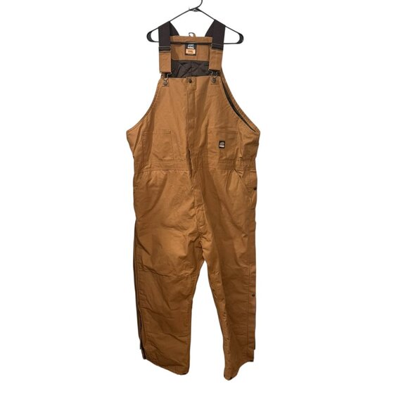 Berne Mens Brown Duck Insulated Overalls 3XL With Adjustable Straps & Multiple P - Picture 1 of 9